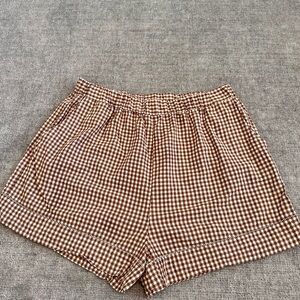 Tuckernuck x Studio McGee Brown and White Gingham Elastic High Waist Shorts M